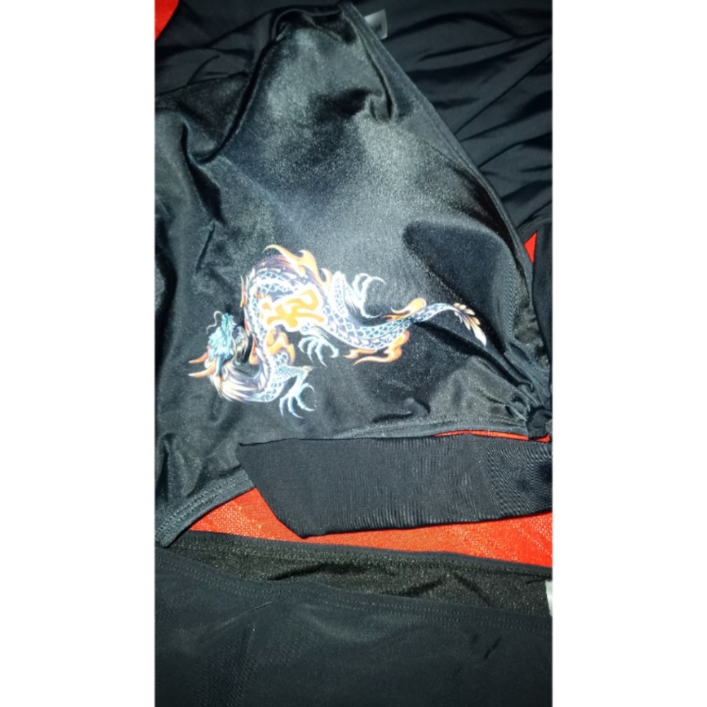 Dragon print tie front top bikini size 3X